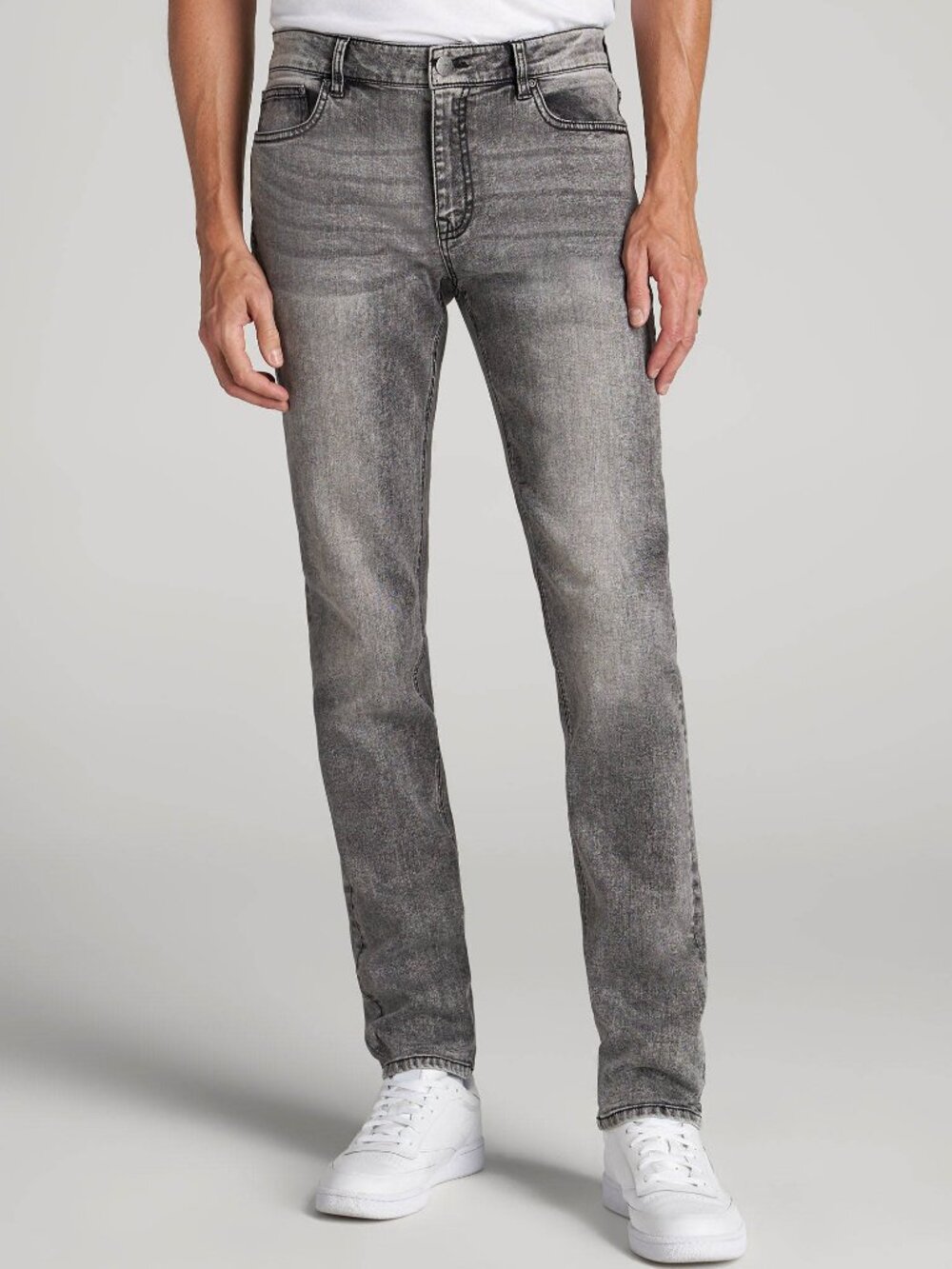 American Tall Dylan Slim Fit Jeans for Tall Men in Washed Faded Black Size 4040